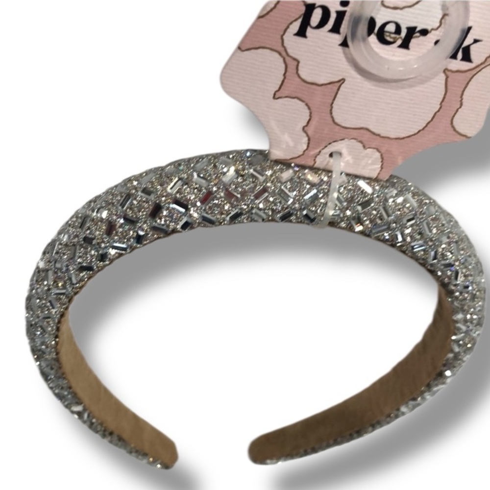 Piper K Embellished Rhinestone and Glitter Headband - Silver NWT
